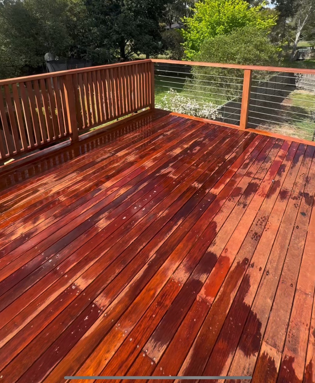 Rich red timber deck